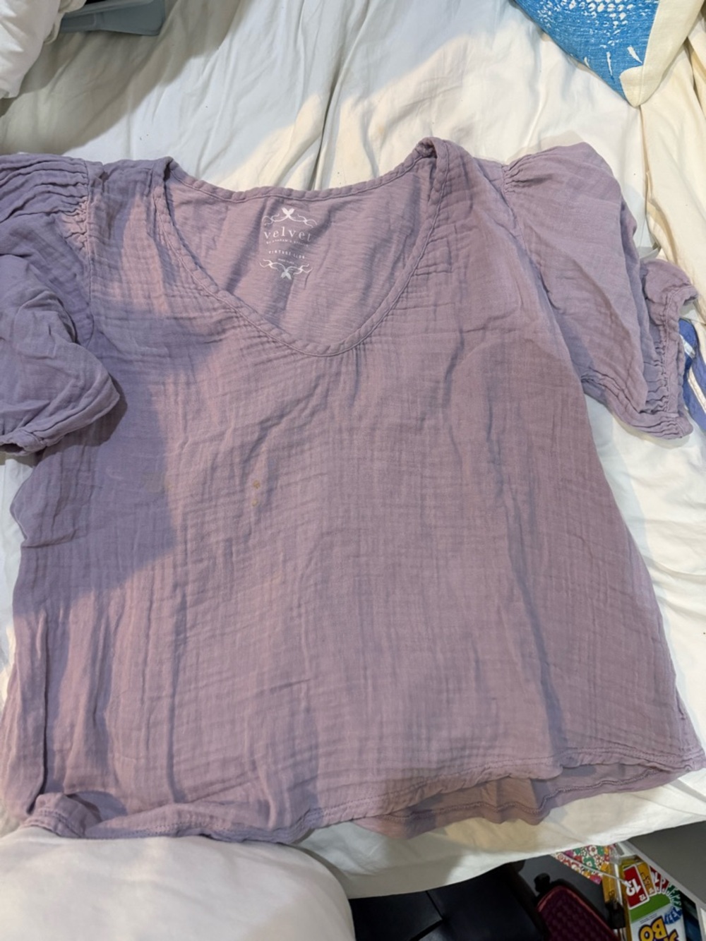 Velvet by Graham & Spencer Soft Lavender Short-Sleeve Gauze Top
